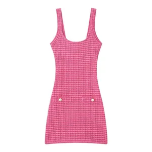 Women's Dress Stretch Knit Button-Detail Spaghetti Strap Short Dress thumbnail-1
