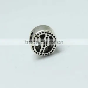 Wholesale Peace Symbol Shape Zinc Alloy Slider Beads With Round Hole for Bracelets thumbnail-1