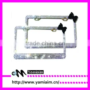 Bling Real Crystal Rhinestone Bow Tie License Plate Frame thumbnail-1