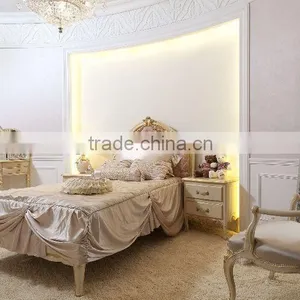 Foshan Romantic French Wood Bedroom Set White Wedding Bed Girls Bedroom Furniture thumbnail-1