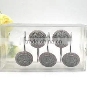 Semi Sphere White and Black Stripe Polyresin Bathroom Shower Curtain Hooks thumbnail-4