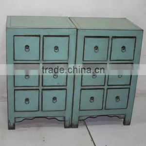 Antique Chinese Blue Drawer Cabinet Medicine Console thumbnail-1