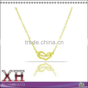 Sterling Silver Gold Over Cubic Zirconia Small Love Heart Necklace thumbnail-1