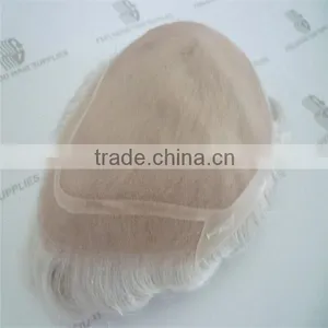 Cheap Mono Human Hair Toupee Bleached Knot Hair Toupee for Women/men thumbnail-4