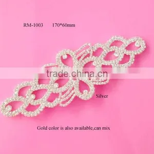 Beaded Applique Wholesale Bridal Rhinestone Appliques for Wedding Dresses(RM-1003) thumbnail-1
