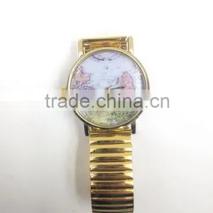 Gold Watch, Unisex Watch, Women Watches, Antique, Brass Watch, Vintage Style Gold Map Watch thumbnail-1