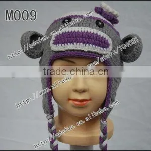New Arrival!!Free Shipping 100% Cotton Crochet Brown Soft Monkey Hat / Hand Knitted Animal Beanie Hat/ Funny Hat Ideas thumbnail-1