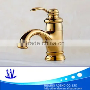 Modern Design Ceramic Cartridge Gold-plating Bathroom Faucet thumbnail-1