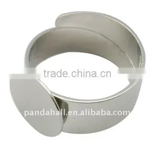 Brass Ring Settings, Nickel, Rings, About 17mm, Round Tray: About 12mm in Diameter(KK-H159-N) thumbnail-1