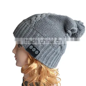 Paypal Accept Acrylic Beanie Winter Hat With Bluetooth Headphone thumbnail-6