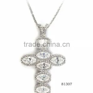 Wholesale Clear CZ Cross Chain Pendant thumbnail-1
