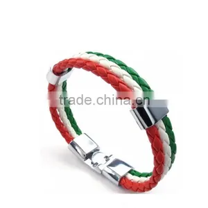 2016 Wholesale Fashion pu Colorful Leather Bracelet With Stainless Steel Clasp thumbnail-1