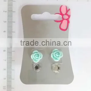 Lovely Acrylic Rose Flower and Hexagonal Glass Earring Set for Children thumbnail-2