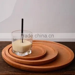 Round Wooden Eco-friendly Fruit Tray, Kids Dinner Plate ,Western Food Storage Tray thumbnail-2