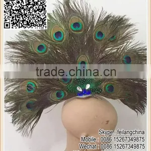 Fashion Peacock Feather Samba Costume Big Headpiece For Women Girl thumbnail-1