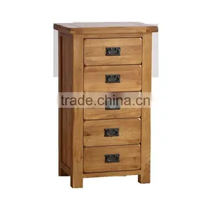 Rustic Style Antique Retro Solid Oak Wood 5 Drawers Wellington thumbnail-1