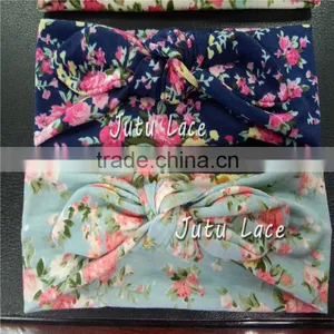 Fancy Cotton Fabric Wide Headware - Fashion Stretch Knited Headwraps -floral Custom Printed Elastic Headbands thumbnail-4