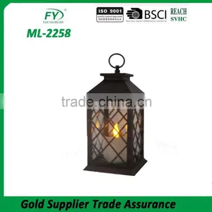Chinese High Quality Plastic Black Led Candle Solar Lantern for Home Decoration With Metal Handle thumbnail-1