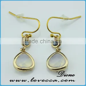 Drop Shape Stud Earrings Green Colored Glass Stone Earring for Gift thumbnail-2