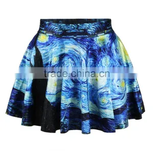 Latest New Design Mature Women In Skirts Van Gogh Print Dress N13-14 thumbnail-1