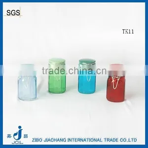 Colored Glass Jar With Glass Stopper Clamp Lid thumbnail-1