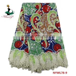 Newest Design Ankara Wax Mix Lace Fabric African Dutch Wax With Polyester Lace thumbnail-6