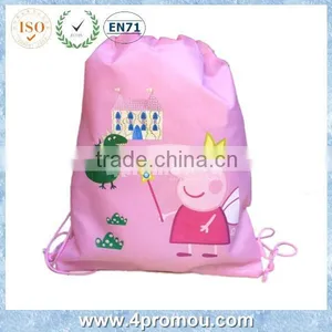 Pig Kid Drawstring Bag for Back to School Blue Color thumbnail-4