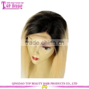 Qingdao Factory Price Brazilian Human Virgin Hair Ombre 613 Blonde Glueless Lace Front Wigs For White Women thumbnail-3