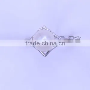 Cheap Rhinestone Freshwater Flat Pearl Ring Wholesale Price thumbnail-2