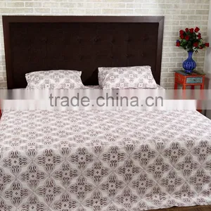 Brown Paisley Hand Block Printed Bed Sheets Wholesale Fabric Modern Design Bed Sheet Supplier In India thumbnail-1