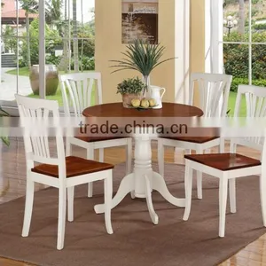 Kitchen Light Walnut Wood Round Pedestal Dining Table and Chairs DT4066 thumbnail-1