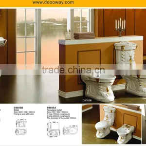 Hot Sale Bathroom Ceramics Decorated Color Two Piece Toilet thumbnail-3