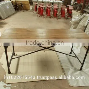 INDUSTRIAL DINING TABLE, METAL DINING TABLE, DINING TABLE WITH WHEELS thumbnail-1