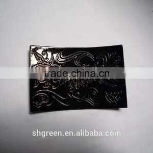 Glossy Bright Surface Flower Pattern Garment Cowhide Lether Tag thumbnail-1