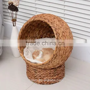 Pawhut 20" Banana-Leaf Condo Pod Elevated Cat Bed - Brown thumbnail-2
