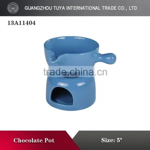 Beautiful Mini Green Stonware Chocolate Fondue Set thumbnail-4