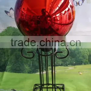 Hand Blown Glass Ball With Metal Stand,garden Globe, Large Plating Solid Color Ball thumbnail-1