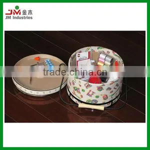 Hardboard Round Sewing Box With Handle thumbnail-2