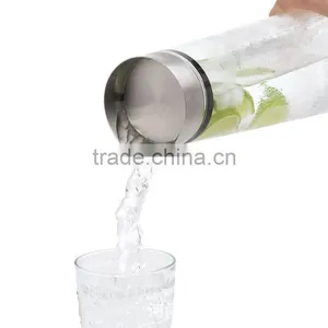 35 Oz Glass Drip-free Carafe With Stainless Steel Silicone Flip-top Lid, Glass Water Pitcher, Glass Fridge Carafe, Ice Tea Maker thumbnail-4