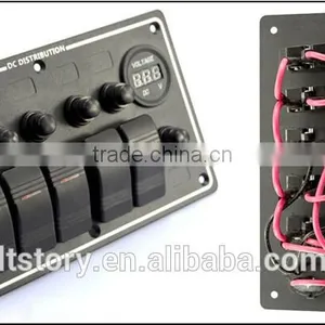 5 GANG LED Waterproof Rorcker Switches Aluminum Panel With Digital Voltmeter thumbnail-2