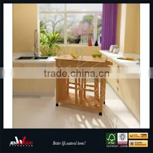 Natural Finish E1 MDF Rolling Wooden Coffee Table on Wheels thumbnail-1
