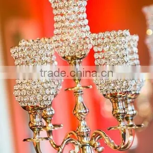 Home Decorations 5 Ball Arms Crystal Candle Holder, Wedding Crystal Centerpiece thumbnail-2