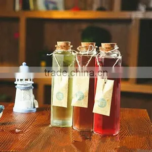 New Shape Juice Glass Bottle With Cork Lid Special Shape Glass Bottle Square Glass Bottle With Cork thumbnail-6