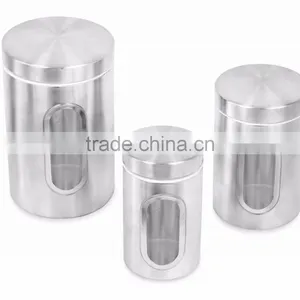 3PCS Kitchen Food Coffee Tea Sugar Flour Stainless Steel Storage Canisters thumbnail-2