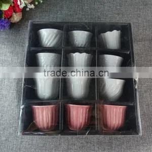 Wholesale Bulk 12 PCS White And Pink Style Ceramic Porcelain Mini Tea Cup Set In Gift Box thumbnail-2