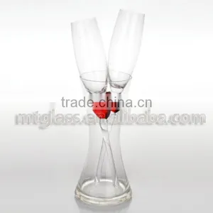 Elegant Red Heart Decor Valentine Day Clear Wine Glass,drinking Glass,champange Flute thumbnail-1