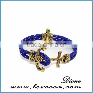 Custom Handmade Men's Genuine Leather Steel Anchor Hook Bracelet thumbnail-1