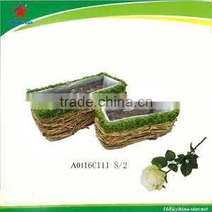 Rattan Garden Planter With Moss thumbnail-1