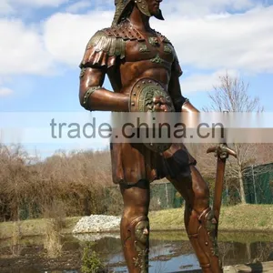 Large Outdoor Copper Sculptures Metal Craft Bronze Life Size Spartan Statue thumbnail-2