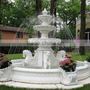 Outdoor Decoration Antique Natural Stone Garden Big Horse Water Fountains thumbnail-3